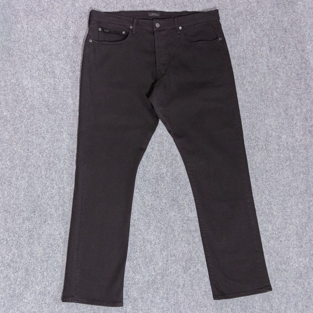 NWOT Polo Ralph Lauren Varick Jeans Mens 38x32 Black Slim Straight Stretch Denim